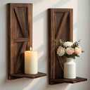 Candle Sconces Set of 2: Farmhouse Wall Candle Holder, Brown Wood Wall Sconces Set of Two,Handmade Wooden Art Decor for Living Room, Dining Room, Bathroom, Bedroom, or Entryway, 15.7"x5"