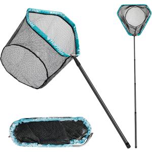 THKFISH Carbon Fiber Fishing Net - Long Handle, Portable Telescopic Landing Net - 27 to 157.5 Inch - Aluminum Mesh Frame Rubber Coated (83 Telescopic Handle/17.7 Hoop Size)