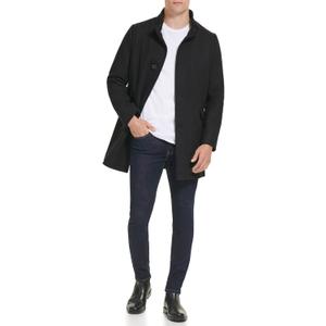 Kenneth Cole Men's Double Breasted Bib Peacoat (Large, Black)