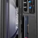 for Samsung Galaxy Z Fold 5 Case with Card Holder & Slide Camera Cover, Built-in Screen Protector & Hinge Protection, Shockproof Durable Wallet Phone Case for Galaxy Z Fold 5 5G 2023, Black