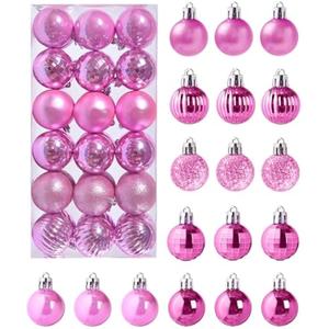 Liliful 24 Pcs Glass Christmas Ball Ornaments Christmas Tree Decoration Hanging Balls Ornaments for Festival Home Wedding Holiday Party Decor(2.36 Inch, Hot Pink)