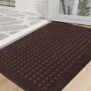 BEQHAUSE Door Mats Indoor Entrance 32"x48", Non-Slip Entryway Rugs Absorbent Washable, Low Profile Waffle Floor Mats for House, Dirt Trapper Doormat Inside Welcome Mat for Dog Mud Paws, Dark Brown