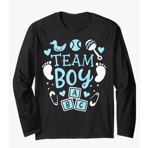 Gender Reveal Team Boy Long Sleeve T-Shirt Size 2XL Black