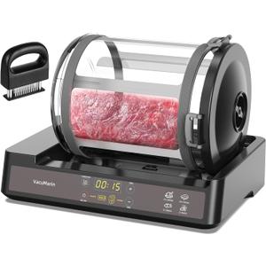 15 Minute Vacuum Tumbler Marinator for Meat Vegetable with Leak Proof Clip and Free Meat Tenderizer