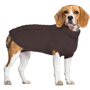 2024 Dog Sweaters for Small Dogs Girl Boy, Hot Warm Fleece Dog Clothes, Ultra Soft Turtleneck Pullover Sweater for Male, Female Doggie, Brown 2XL