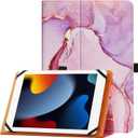 2 x Universal Case for 9inch 10inch Tablet, Stand Folio, Protective Cover, with Adjustable Fixing Silicon Band and Stand, Marble Pink