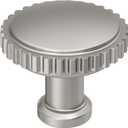 2 x Amerock Farewind 1-1/4 inch (32 mm) Diameter Satin Nickel Cabinet Knob, BP37800G10