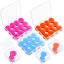 Frienda 21 Pairs Ear Plugs for Sleeping Reusable Moldable Silicone Earplugs Soft Noise Cancelling Earplugs Sound Blocking Ear Plugs with Case for Swimming Concert 32dB NRR (Blue, Orange, Rose Red)