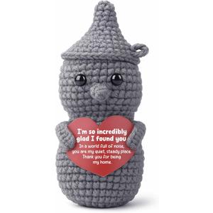 Handmade Crocheted Tin Man Doll, Sentimental Anniversary & Friendship Gifts for Him, Her, Husband, Wife, Best Friend, 'Glad I Found You' Keepsake, Romantic Thank You Gift, Valentines , Cute Desk Decor