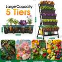 5-Tier Vertical Garden Bed Planter Boxes with Wheels, Drainage System & Storage Space, Mobile Vertical Garden Planter with 5 S-Hooks for Plants Vegetables Flowers Herbs in Garden Patio Yard