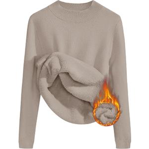 ZESICA Women's Fleece Sherpa Lined Sweater 2026 Winter Thermal Shirts Long Sleeve Mock Neck Slim Fitted Pullover Tops (Medium)