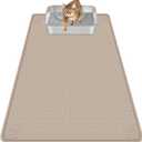Bartuke Cat Litter Mat, Extra Large 40" x 28" Silicone Mat Litter Trapping Mat for Scatter Control, Soft on Kitty Paws, Easy to Clean (Khaki)