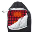 2x Heated Sleeping Bag pad, Operated by 5V/2A USB Power Supply (Battery NOT Included). Black & Red Flannel.
