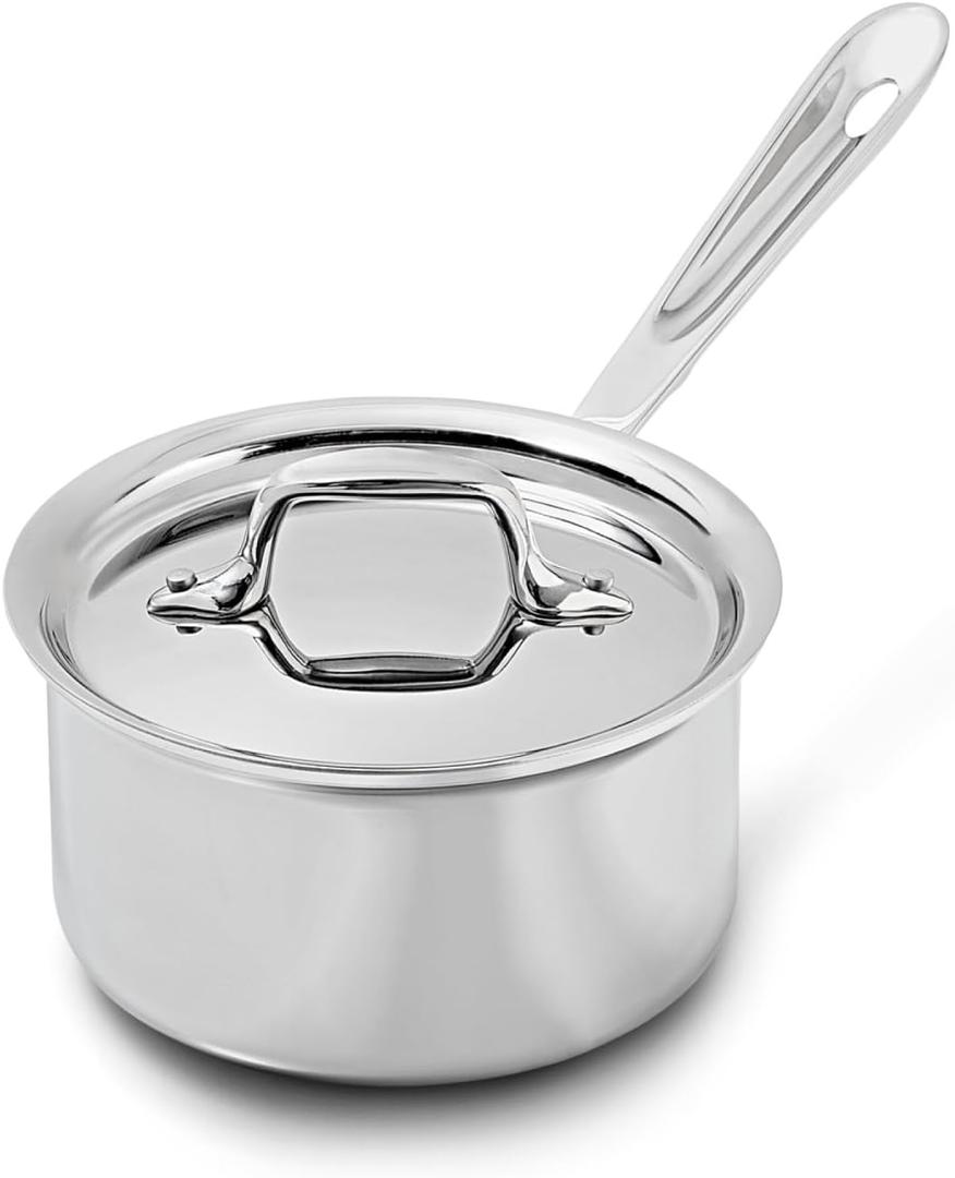 All-Clad D3 Stainless Steel 1.5 Quart Sauce Pan With Lid- Made in the USA- The Original Bonded Professional Cookware- Oven Safe & Induction Compatible