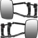 Universal Clip-on Towing Mirrors Extended Mirrors for Towing 360 Degree Rotation Adjustable Towing Mirror, Black, 2 Pieces