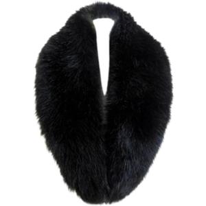 Long Men Women Faux Fur Collar Winter Warm Wrap Stole Scarf Shawl Shrug (Black 100cm/39.4inch)