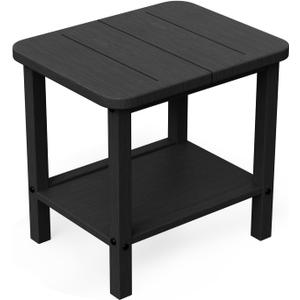 Patio Side Table, Outdoor HDPE Adirondack End Table for Patio,Outdoor Side Table for Backyard, Garden, Pool, Lawn,Black