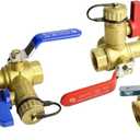 HYDRO MASTER Tankless Water Heater Service Valve Kit with Pressure Relief Valve 3/4-Inch IPS Isolator Clean Brass
