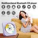 CD Player Portable Bluetooth 5.1 Desktop CD Player with HiFi Sound Speakers,Remote Control,Dust Cover,LED Display,Boombox FM Radio,USB/AUX for Home,Kids (Purple)