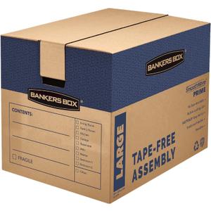 Bankers Box Large Prime Moving Box 6 Pack, Reinforced Handles, Tape-Free Assembly, Attached Lid, 18-in x 18-in x 24-in (0062904)