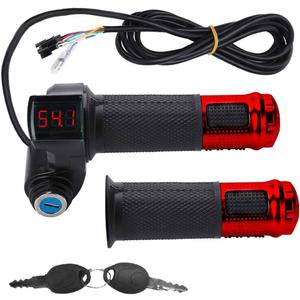 E-Bike Throttle Grip Set with LCD Voltage Display, Digital Display, 12-84V