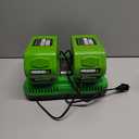 Amityke 2-Pack 40V 4.0Ah Lithium Battery Replacement for Greenworks 40V Battery and Charger Kit (Dual-Port Charger with USB Port)Compatible with Greenworks 40 Volt G-MAX Cordless Power Tools