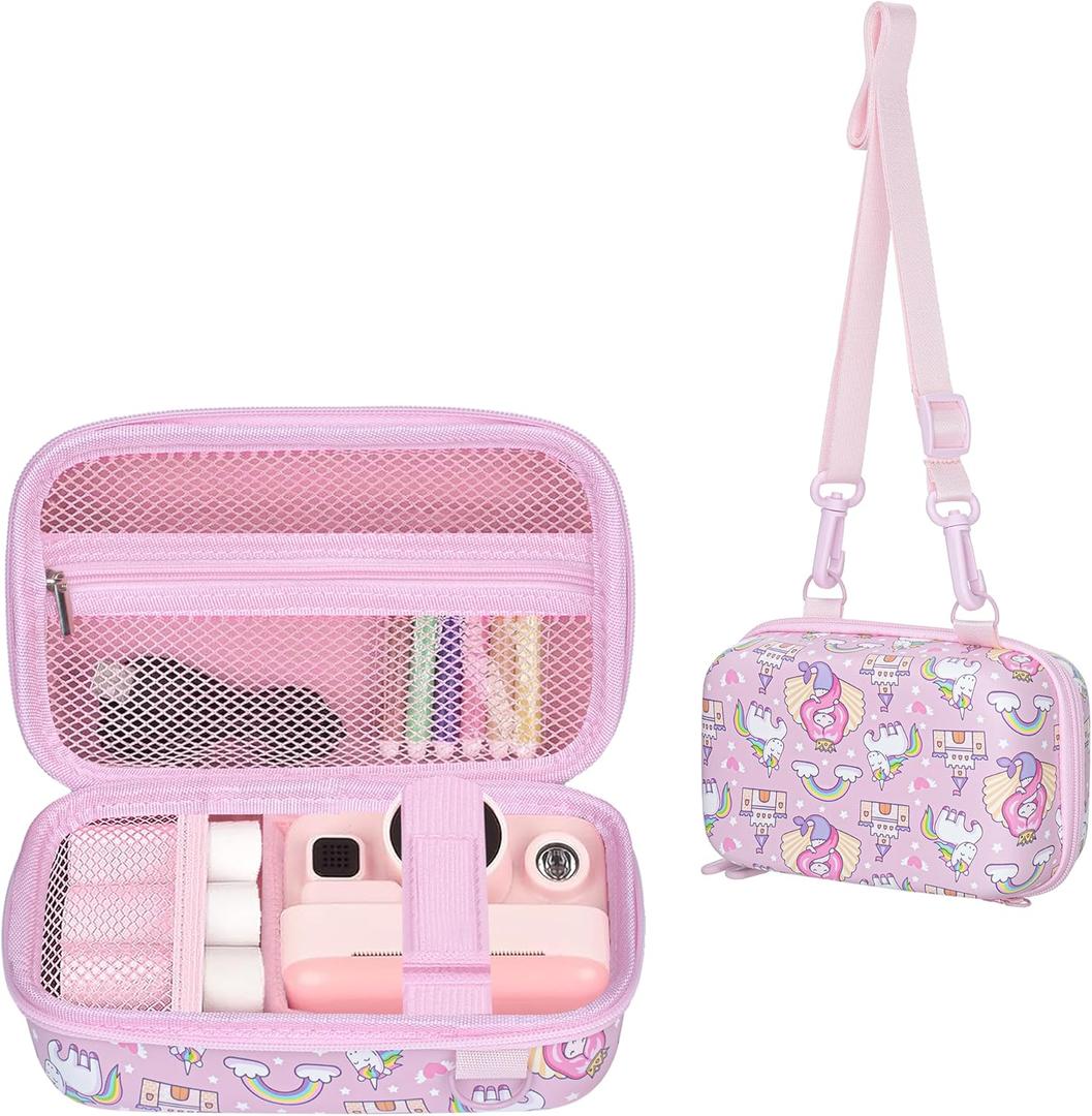 Leayjeen Kids Camera Case Compatible with Dylanto/GKTZ/HiMont/CAMCLID/ESOXOFFORE Kids Instant Print Camera,for Film Camera Storage Christmas Gifts and Birthday Gifts for Kids -Pink UnicornCase Only