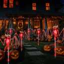 2PCS of Set Solar Garden Lights Outdoor for Halloween Decorations,3D RED Scary Bat Realistic Skeleton Decor for Halloween Party Decor,Solar Bats Path Lights for Lawn/Porch/Creepy Grave Dcor