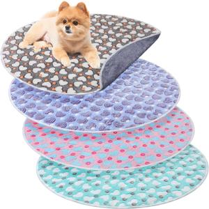 4 Pack Waterproof Pet Pads for Dog Reusable Washable Training Dog Pee Pads Absorbent Round Whelping Pet Bed Mat for Crate Potty