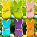 Easter Home Decor, 6PCS Wooden Easter Bunny Decor Set for Tiered Tray, Mantel, Table Centerpiece - Rustic Farmhouse Spring Decor, Office & Party Supplies
