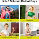 JISULIFE Handheld Fan Life7 Ultimate Flexibility: Wide & Strong Airflow, 19.5H Max Cooling, 5000mAh Rechargeable, 5-Speed, LED Display, 3 IN 1 Portable Fan for Travel, Concerts, Sports Events(Pink)
