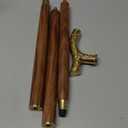 Wooden Walking Cane with Ornate Engraved Curved Metal Handle Detachable Wooden Walking Stick