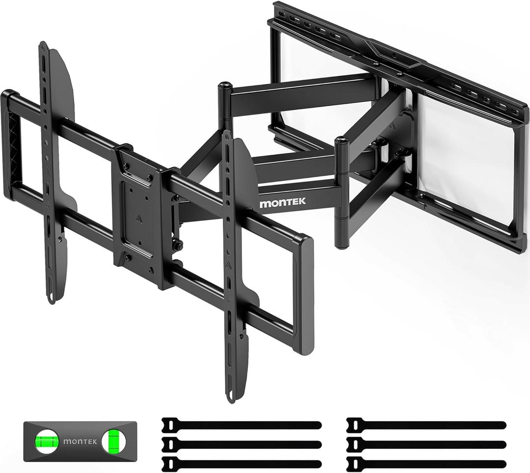 monTEK Heavy Duty TV Wall Mount for 37-90 Inch TVs up to 165lbs, 4X Load Tested, 25.1" Extended Full Motion Dual Articulating Arms, Fits 12/16/18/24" Studs, Tool-Free Tilt/Swivel, Max VESA 600x400mm