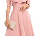 Bbonlinedress Womens Off The Shoulder Cocktail Dress, Formal Wedding Guest Prom Party Homecoming Graduation A-line Midi Dress (Blush) L