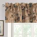 H.VERSAILTEX Blackout Curtain Valances for Kitchen Window/Living Room/Bathroom Privacy Added Rod Pocket Home Decoration Winow Valance, 52" W x 18" L, Floral in Brown and Blue