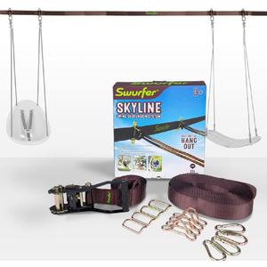 Swurfer Skyline Tree Swing Hanging Kit  Heavy Duty, Weather Resistant, Swing Line to Hang Multiple Swings, Span Up to 40 Feet, Includes 4 Adjustable Locking Anchors & Carabiners, Easy Installation (50) Swurfer Skyline Tree Swing Hanging Kit  Heavy Duty, Weather Resistant, Swing Line to Hang Multiple Swings, Span Up to 40 Feet, Includes 4 Adjustable Locking Anchors & Carabiners, Easy Installation (50)