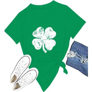 St Patricks Day T Shirt Womens Shamrock Tee St Paddys Day Holiday Clover Short Sleeve Tops Tee (Green, S)