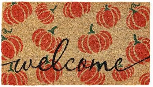 KANKUN Halloween Coco Coir Door Mat with Heavy Duty Backing, Welcome Doormat (17" x 30"), Doormat Entrance (Halloween1 - Welcome)