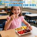 Stainless Steel Snack Containers, 3 Compartments Reusable on and go Bento Box with Lids for Kids, Lunch Box Pre Meal Storage for Daycare School Outdoor Camping Travel - Blue