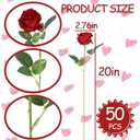 50 Pcs Red Artificial Roses in Bulk Fake Roses with Stems, 20" Long | Realistic Silk Roses for DIY Wedding Bouquets Tables Centerpieces Arrangements Party Baby Shower Birthday Home Decor Gift