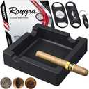 roygra Outdoor Ashtray, Ash Tray Outdoors, Cigar Ashtray for Outside Patio with 3 Cutters, Silicone Ashtrays for Outdoors with 4 Holder, Cigars Smoking Accessories for Men, Home Décor Smokers Indoor