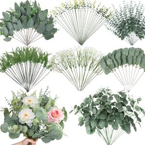 150 Pcs 7 Kinds Mixed Artificial Eucalyptus Leaves Stems Bulk, Fake Greenery Plants Faux Silver Dollar Eucalyptus Leaves for Wedding Vase Bouquet Floral Arrangement Centerpiece Home Decor