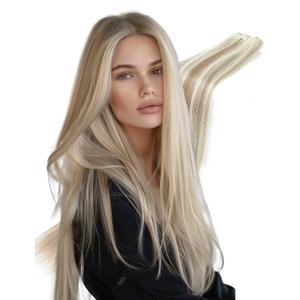30 Inch Sew in Hair Extensions Bundles Synthetic Weft 200g Thick Blonde mix Brown Long Straight Hair Weave
