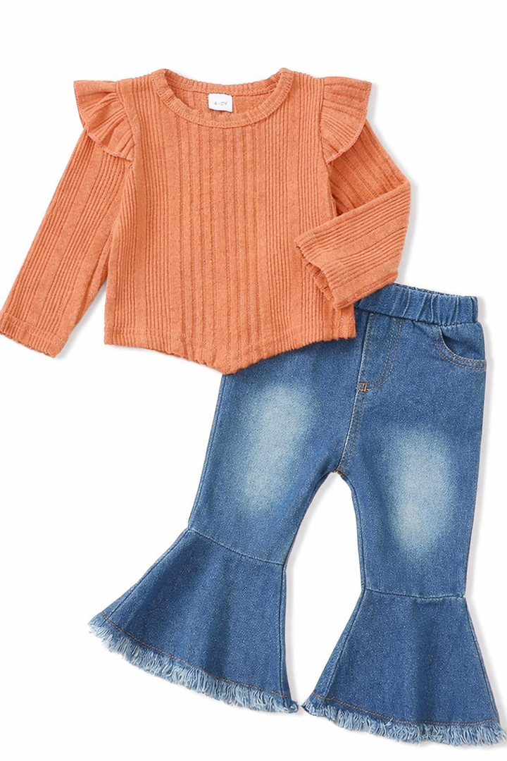 Mioglrie Toddler Baby Girl Clothes 12-18 Months Toddler Fall Winter Girls Outfit Jeans Pants Clothing Set