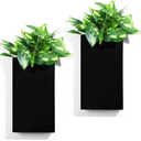 Reallnaive 2 Pack Wall Planters Indoor Plants Metal Wall Vases for Dried Flowers Artificial Plants Modern Farmhouse Vase for Living Room Bedroom Kitchen Decorations(Black,Pothos)