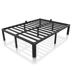 14 Inch Metal Bed Frame Queen Size, Heavy Duty Black Platform Queen Size Bed Frame with Round Corner Legs, Mattress Slide Stopper, No Box Spring Needed, Easy Assembly