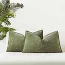 JUSPURBET Sage Chenille Lumbar Throw Pillow Covers 16x24 inch Set of 2 Decorative Soft Textured Cushion Cases for Living Room Sofa Couch Bed Solid Home Decor Broadside Pillowcases