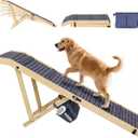 Extra Large Dog Ramp 63L for High Bed, Couch & SUV 200 Lb Heavy Duty Solid Wood Pet Ramp, 4 Adjustable Height Portable Stable Non-Slip Steps for Medium to XL Dogs