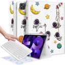 for iPad Air 11 inch Case 2024 - Air 5th/4th Generation 10.9, Pro 11 Case with Keyboard Pencil Holder Tablet Cover Folio Women Girl Cute Kawaii Astronaut for iPad Air 11 2024 (M2), Pro 11