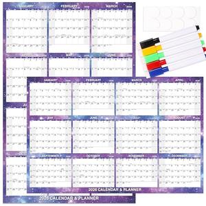 Dry Erase Calendar 2026 - Large Yearly Calendar for Wall, 32'' x 48'' Laminated Erasable Calendars 2026 with Large Blocks, Horizontal/Vertical, Great for Office, School, Home